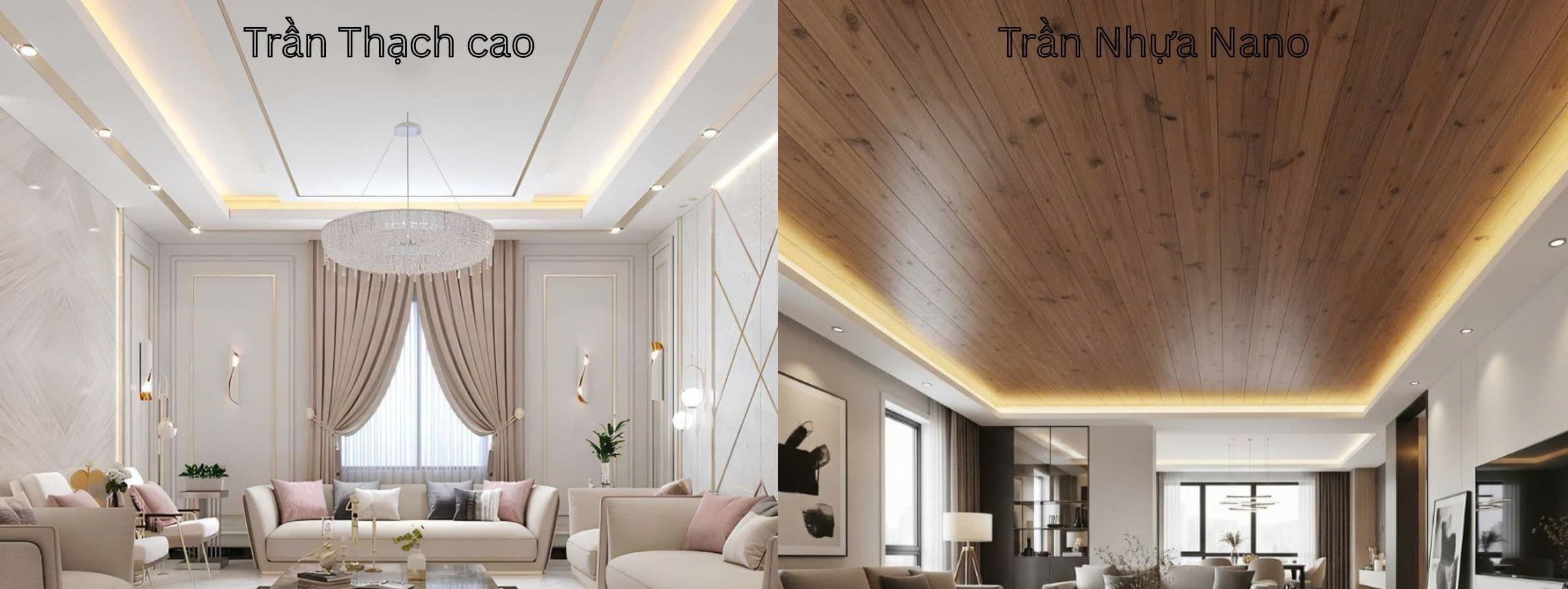 Nên chọn trần nhựa nano hay trần thạch cao?